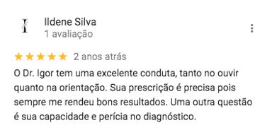 Depoimento sobre melhora no tratamento com Dr. Igor Emanuel