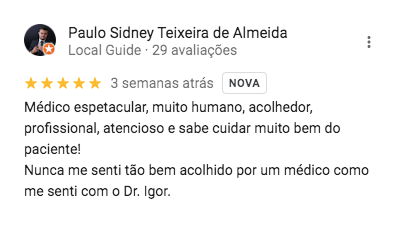Depoimento de paciente do Dr. Igor Emanuel